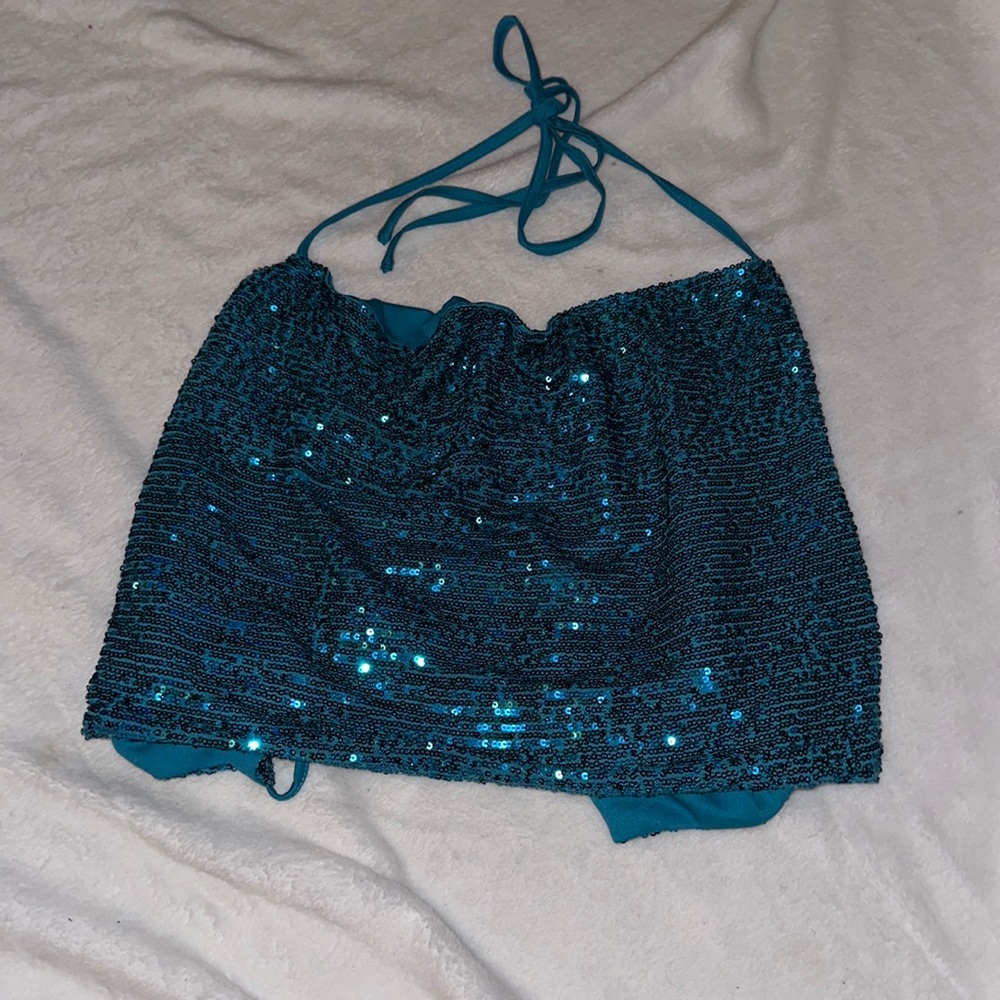 Blue sparkle crop top